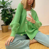Comfy V Neck Pearl Detail Button Front Long Rib Knit Cardigan
