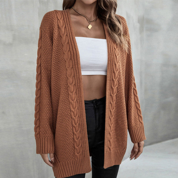 Cozy Long Sleeve Open Front Chunky Knit Fisherman Cardigan