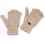 Cozy Solid Color Chunky Cable Knit Convertible Mittens