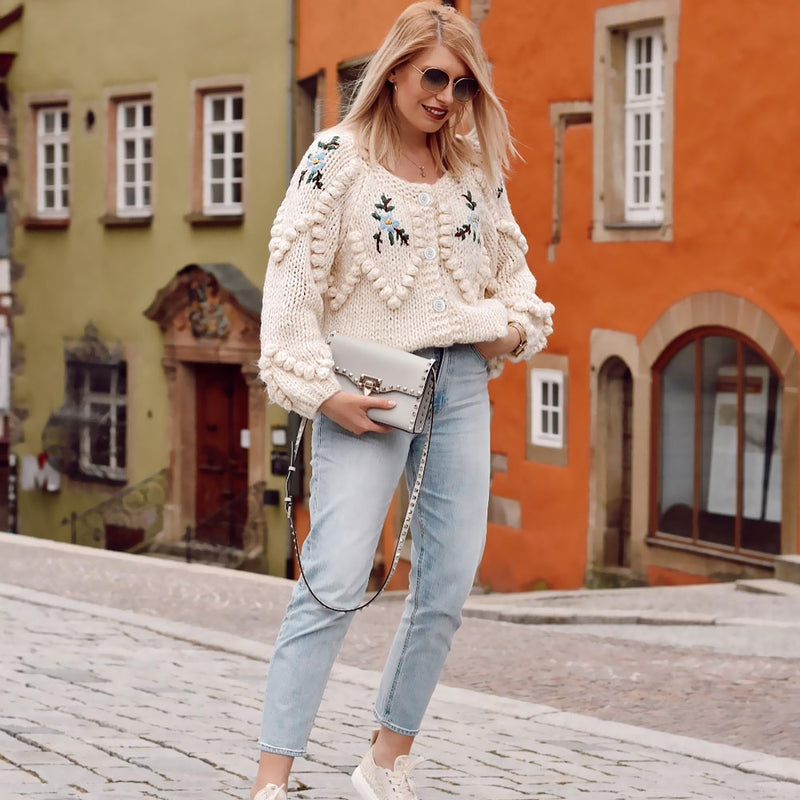 White popcorn cardigan discount