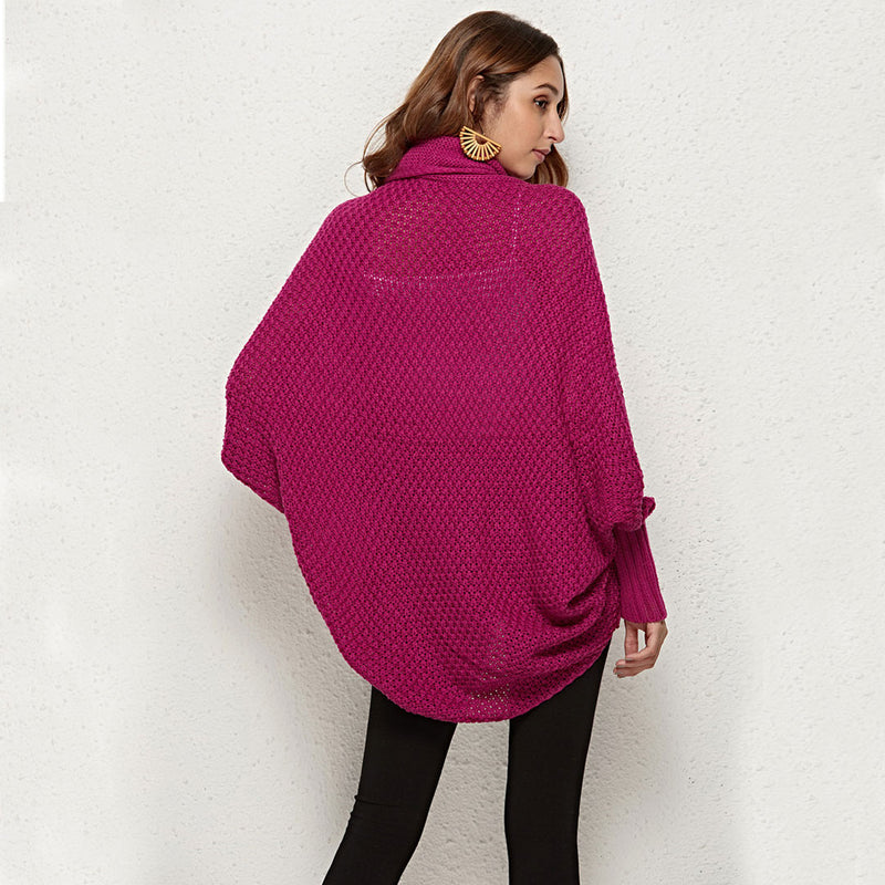 Elegant Shawl Collar Dolman Sleeve Open Front Knit Cardigan