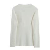 Feminine Twisted Front One Shoulder Long Sleeve White Knit Top