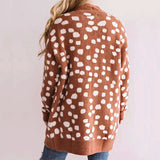Oversized Spotted Pattern Patch Pocket Open Front Cardigan