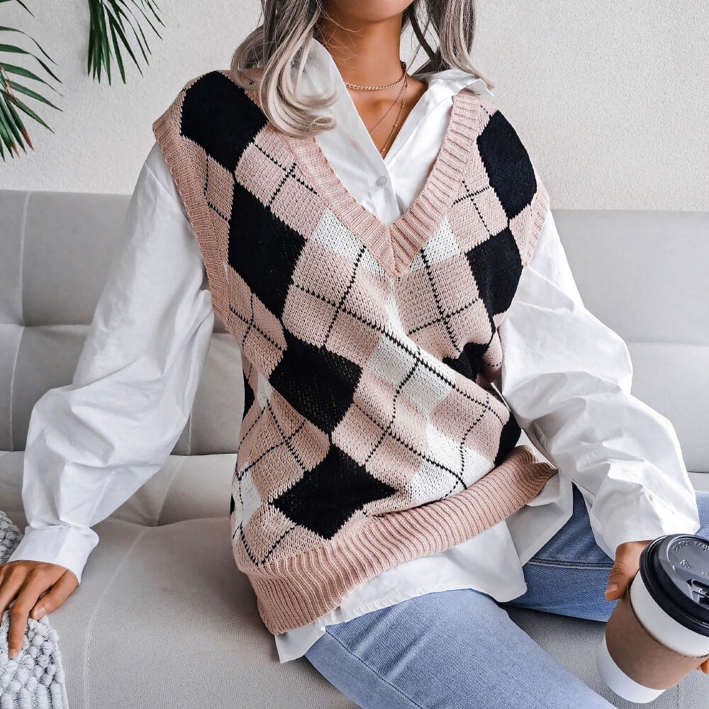preppy-style-v-neck-argyle- preppy-style-v-neck-argyle-
