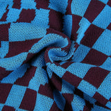 Swirling Checkered Print Straight Leg High Waist Knit Pants