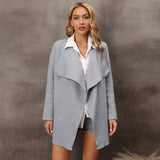 Trendy Draped Collar Long Sleeve Open Front Knit Cardigan