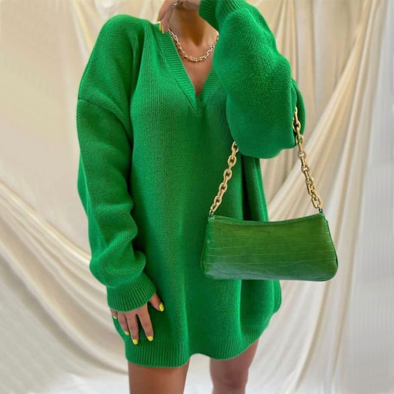 Trendy Oversized Long Sleeve Pullover Long Knit Sweater