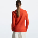Vibrant Solid Color Crew Neck Mohair Blend Pullover Sweater