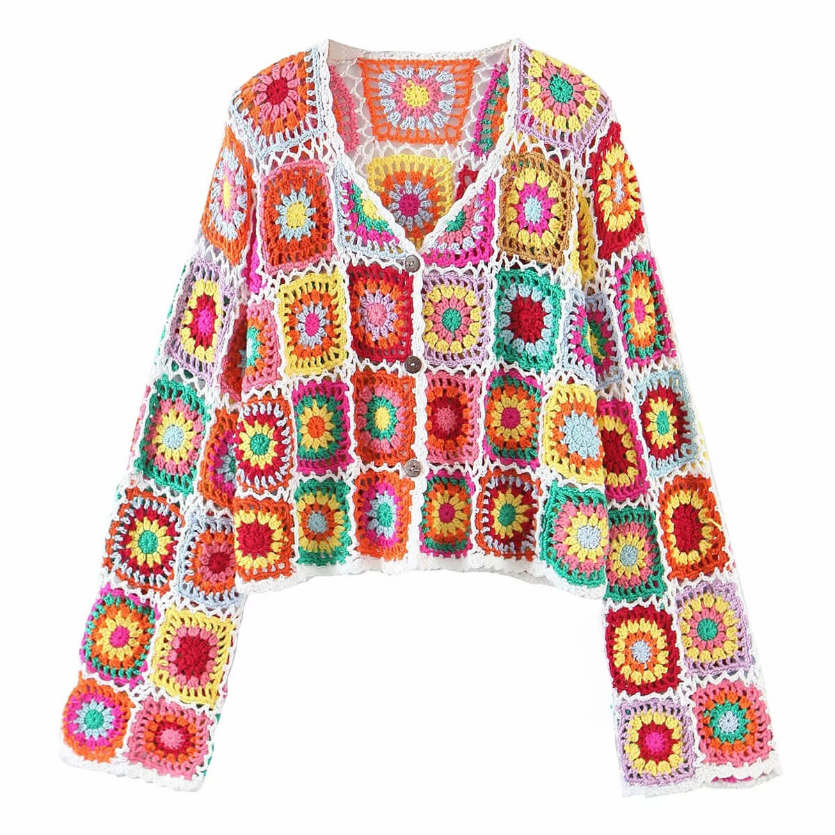 UND TEXTURE ART FLOWER KNIT CARDIGAN