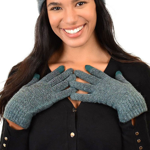 Winter Heathered Knit Fluffy Lined Touchscreen Gloves