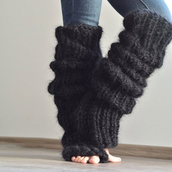 Winter Solid Color Slouchy Thigh High Chunky Knit Leg Warmers